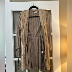 St John Sport Beige Knit Cardigan and detachable ivory knit vest with beading